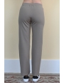 Pantalon stretch femme hiver beige taille haute coupe droite Chalbi BLEU D'AZUR