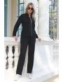 Pantalon stretch femme hiver noir taille haute coupe droite Chalbi BLEU D'AZUR