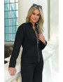 Pantalon stretch femme hiver noir taille haute coupe droite Chalbi BLEU D'AZUR