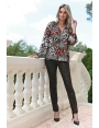Blouse femme hiver fluide motif peau de bête Johar BLEU D'AZUR