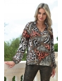 Blouse femme hiver fluide motif peau de bête Johar BLEU D'AZUR
