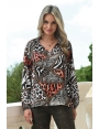 Blouse femme hiver fluide motif peau de bête Johar BLEU D'AZUR