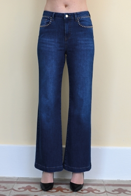 Jeans bleu femme ultra-confort clous dorés poches Killi BLEU D'AZUR