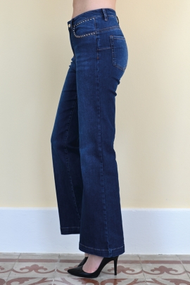 Jeans bleu femme ultra-confort clous dorés poches Killi BLEU D'AZUR