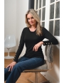 Pull hiver femme maille douce rivets dorés poignets Nonna BLEU D'AZUR