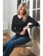 Pull hiver femme maille douce rivets dorés poignets Nonna BLEU D'AZUR