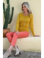 Pull hiver doux femme maille moutarde chic col rond Nonna BLEU D'AZUR