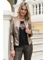 Veste cintrée femme hiver rock effet cuir bronze doublée Parks BLEU D'AZUR