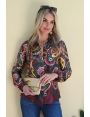 Chemise élégante hiver femme imprimée cachemire coloré Pereira BLEU D'AZUR