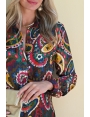 Chemise élégante hiver femme imprimée cachemire coloré Pereira BLEU D'AZUR