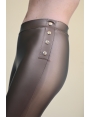 Pantalon slim femme hiver similicuir bronze rivets dorés Ruth BLEU D'AZUR