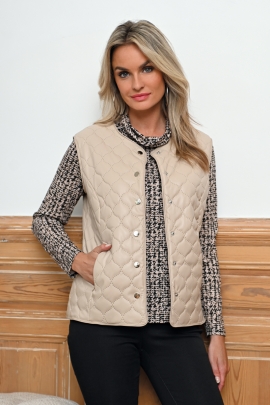 Gilet hiver femme sans manche similicuir matelassé pression Tanami BLEU D'AZUR