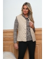 Gilet hiver femme sans manche similicuir matelassé pression Tanami BLEU D'AZUR