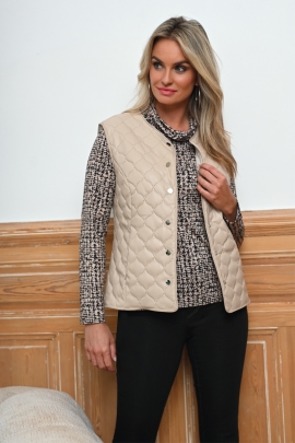 Gilet hiver femme sans manche similicuir matelassé pression Tanami BLEU D'AZUR