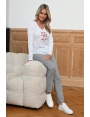 Tshirt femme hiver chic à manche longue en jersey blanc Gypse BLEU D'AZUR