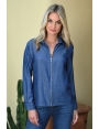 Chemise zip femme hiver effet bleu jeans strass chic Yopal BLEU D'AZUR