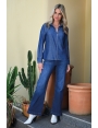 Chemise zip femme hiver effet bleu jeans strass chic Yopal BLEU D'AZUR